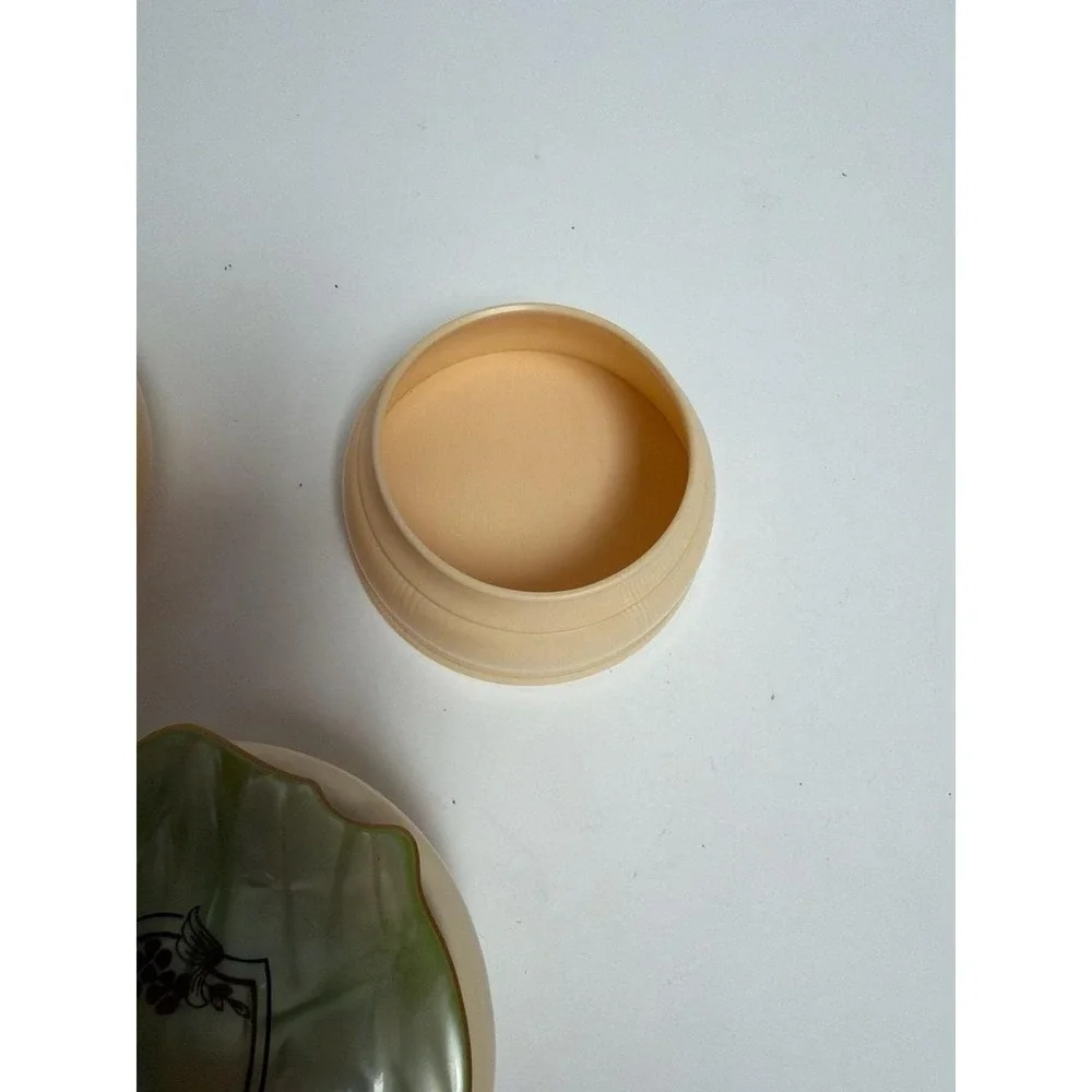 Vintage Art Deco Celluloid Vanity Set with Hair Receiver, Powder Jar, Trinket Bo
